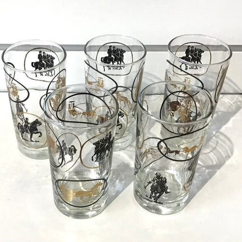 Vintage Horse Themed Cocktail Tumblers