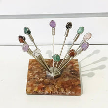 Load image into Gallery viewer, Set of Semi-Precious Stone Cocktail Picks