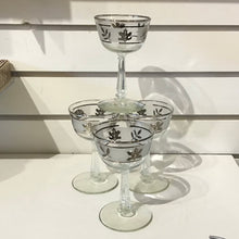 Load image into Gallery viewer, Set of 4 Libbey Frosted Silver Leaf Coupe Cocktail Glasses
