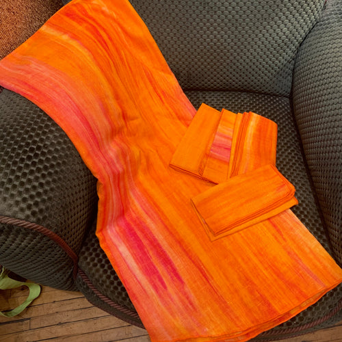 Vintage Pink & Orange Tablecloth & Napkins
