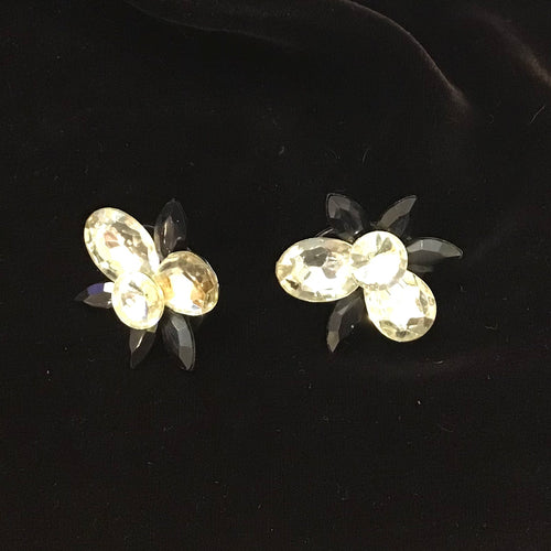 Vintage Rhinestone Clip On Earrings