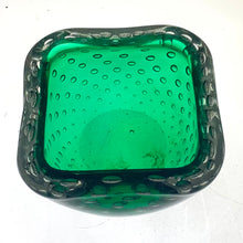 Load image into Gallery viewer, Green Bubbled Glass Trinket Dish