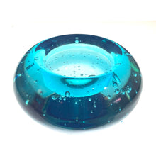 Load image into Gallery viewer, Turquoise Bubbled Glass Tea Light Holder