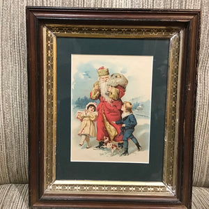 Framed Vintage Old Fashioned Santa Print