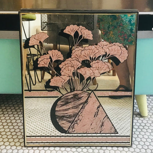1980s Etched Post Modern Mirror