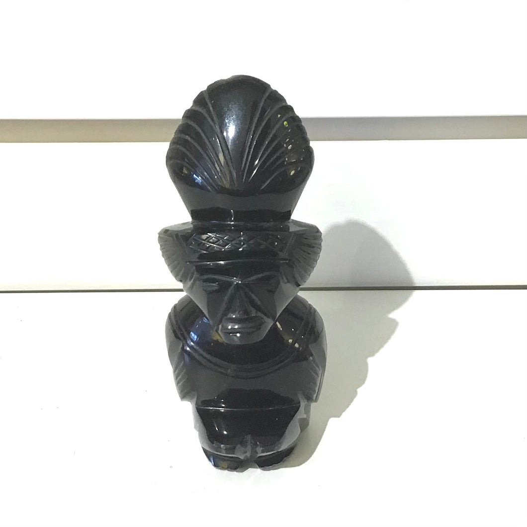 Souvenir Black Carved Stone Aztec/Mayan Figurine