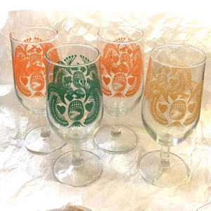 Set of 4 Colonial Style Glass Goblets