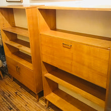 Load image into Gallery viewer, 1950s Blondewood Bookshelf Cabinet and Secretary Cabinet
