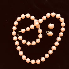 Load image into Gallery viewer, Pink Beaded Necklace with Matching Clip On Earrings