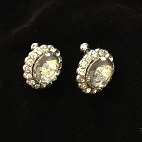 Vintage Rhinestone Screw Back Earrings