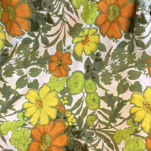 1970s Floral Fabric Remnant