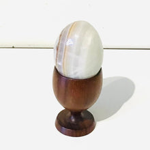 Load image into Gallery viewer, Onyx Egg in Teak Egg Cup Stand