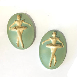 Vintage Chalkware Ballerina Pair