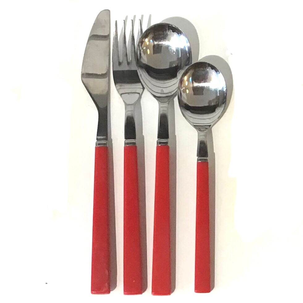Vintage Red & Yellow Handle Flatware