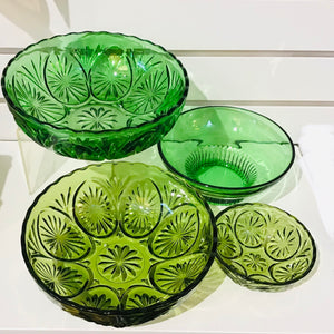 Vintage Anchor Hocking Green Glass Bowls
