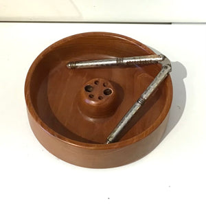 Vintage Teak Wood Nut Bowl with Nutcracker