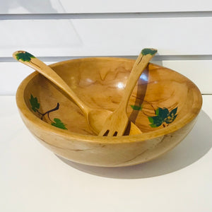 Vintage Wooden Salad Bowl Set