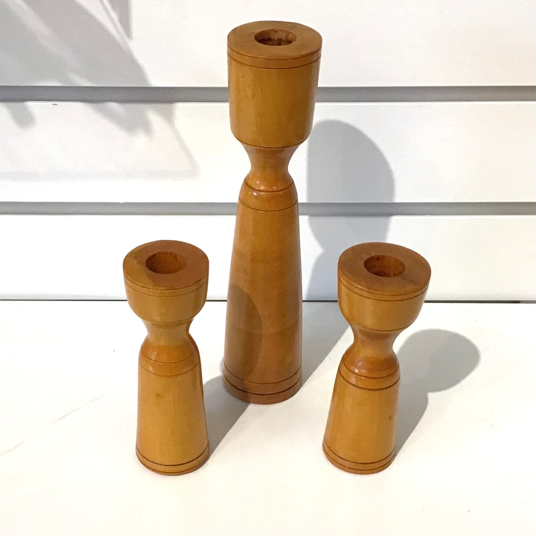 Wooden Candlestick Set