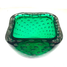 Load image into Gallery viewer, Green Bubbled Glass Trinket Dish