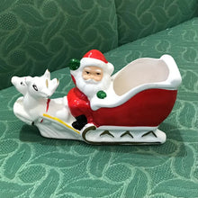 Load image into Gallery viewer, Vintage Ceramic Santa and His Sleigh Planter