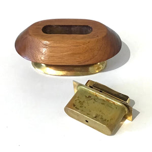 Vintage Brass & Wood Table Lighter