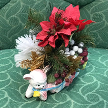 Load image into Gallery viewer, 1960s Little Lamb Planter with Christmas Arrangement