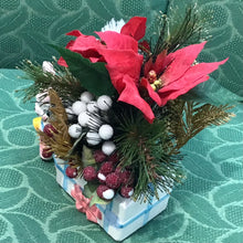 Load image into Gallery viewer, 1960s Little Lamb Planter with Christmas Arrangement