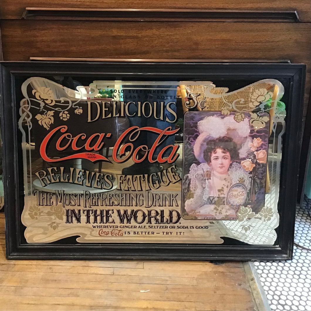 Vintage 1960s Reproduction Coca Cola Advertisement Mirror