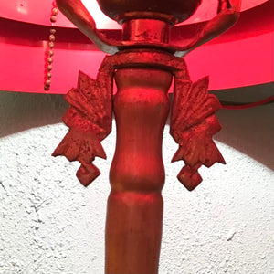 Vintage Brass Lamp with Red Venetian Blind Shade