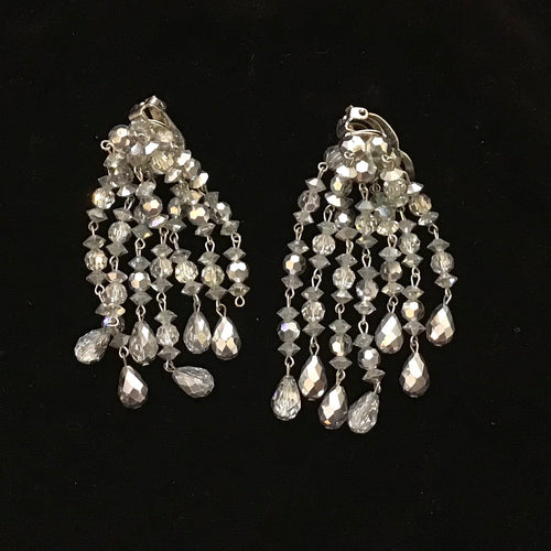 Vintage Sherman Rhinestone Clip On Earrings