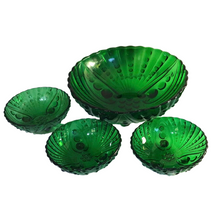 Load image into Gallery viewer, Vintage Anchor Hocking Forest Green Glass Bowl Set