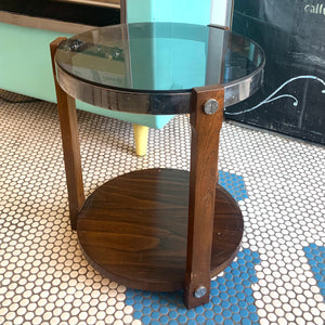 1970s Smoked Glass Topped Side Table