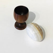 Load image into Gallery viewer, Onyx Egg in Teak Egg Cup Stand