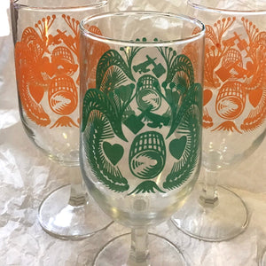 Set of 4 Colonial Style Glass Goblets
