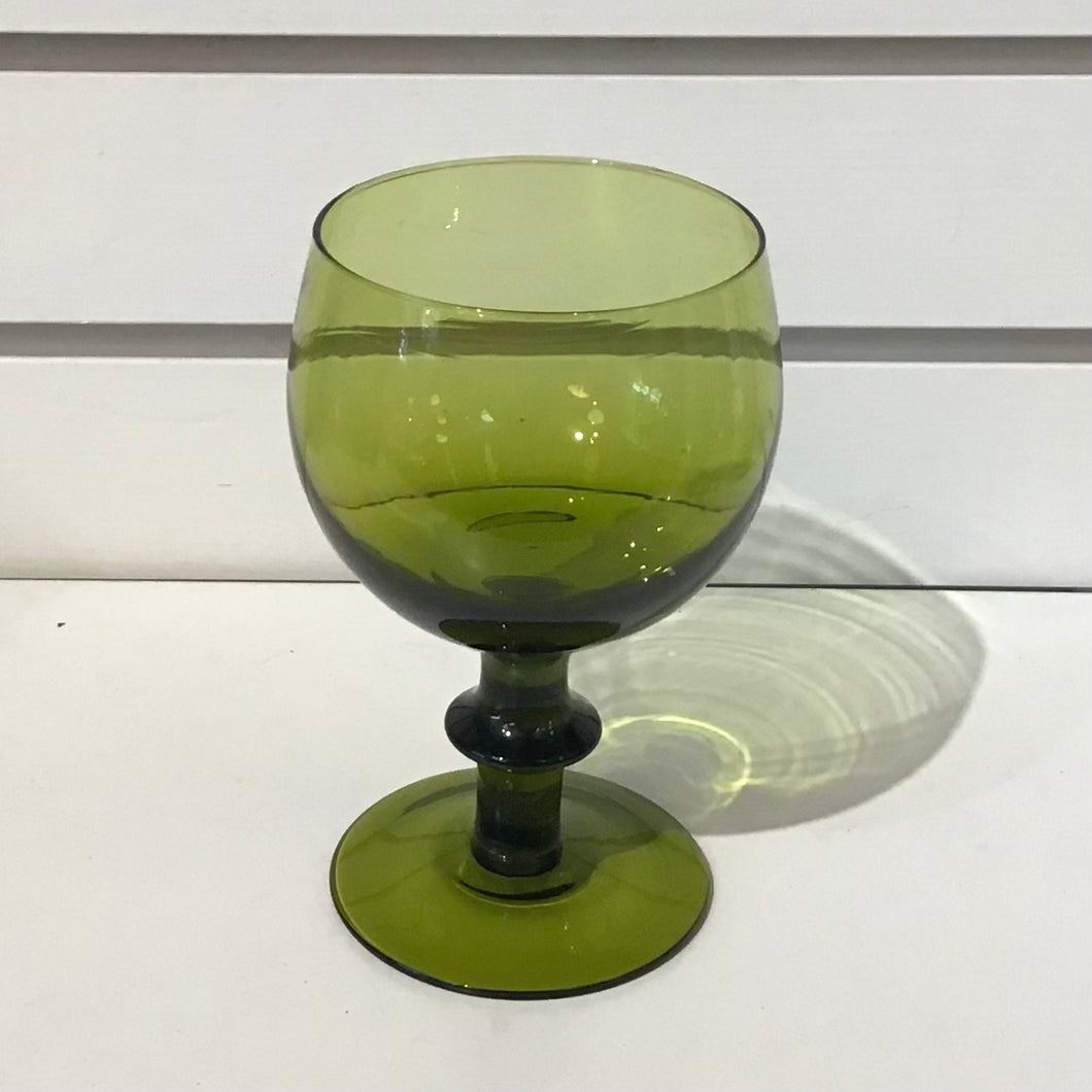 Vintage Green Glass Goblet