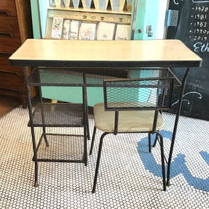 1950s Metal Mesh Desk & Matching Chair