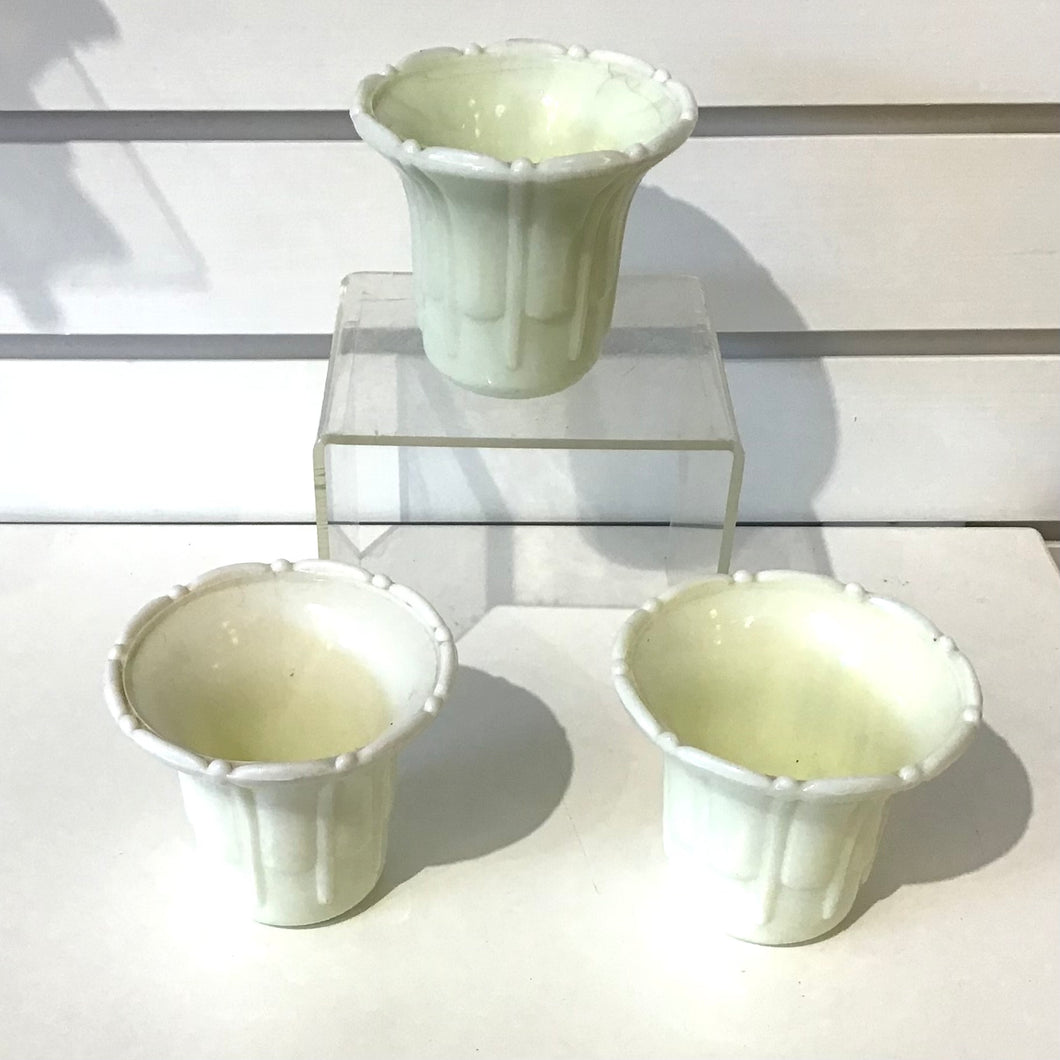 Akro Agate Uranium Slag Glass Planters