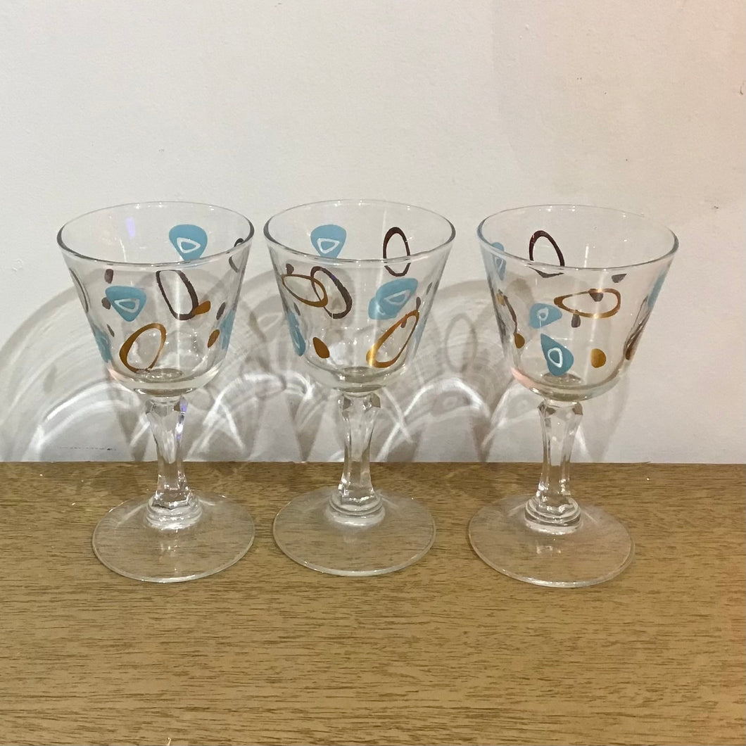 Set of 3 Federal Fantasy Cocktail Glasses
