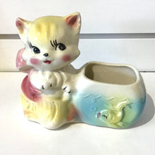 Load image into Gallery viewer, 1950s American Bisque Cat &amp; Fishbowl Planter