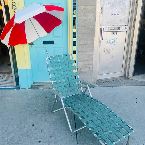 Vintage Aluminum Frame Chaise & Umbrella