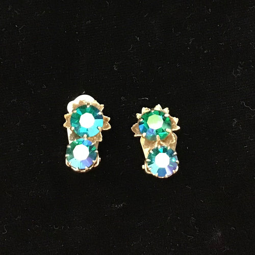Vintage Rhinestone Clip On Earrings