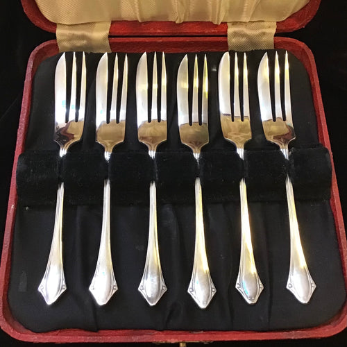 Set of 6 Silverplate Dessert Forks
