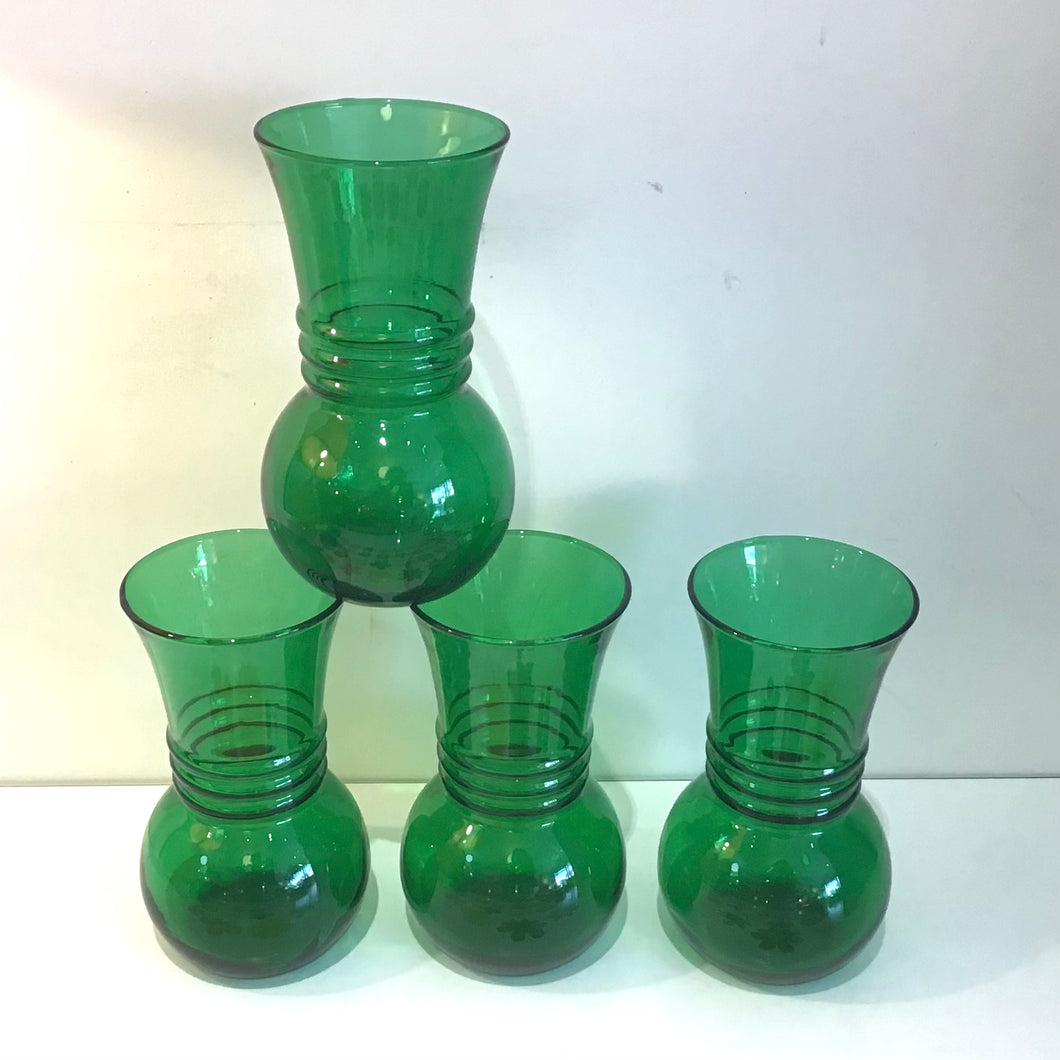Vintage Green Glass Vases