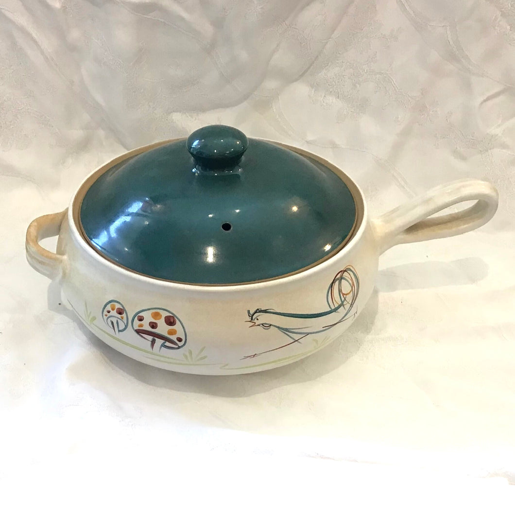 Vintage Denby Flair Rooster Stoneware Casserole Dish