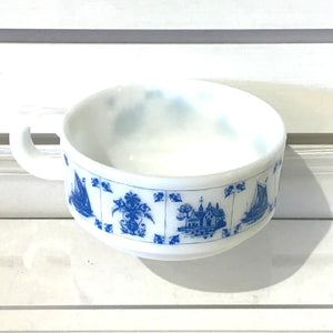 Vintage Dutch Delft Style Milk Glass Soup Bowl