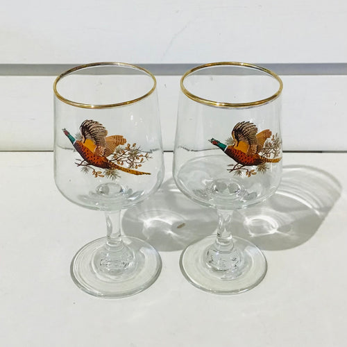Pheasant Theme Sherry Glasses