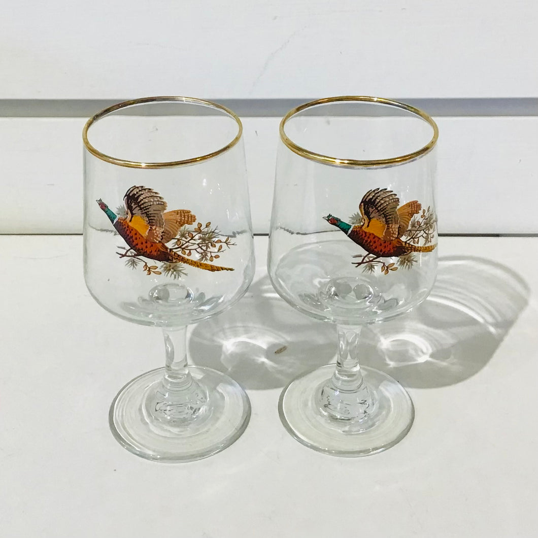 Pheasant Theme Sherry Glasses