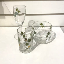 Load image into Gallery viewer, Vintage Federal Glass Green &amp; Gold Dots Cocktail Glasses