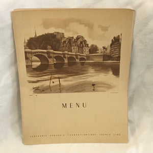 1951 Ile De France Paquebot Menus