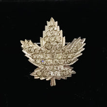 Load image into Gallery viewer, Vintage Signed Keyes Rhinestone Maple Leaf Brooch